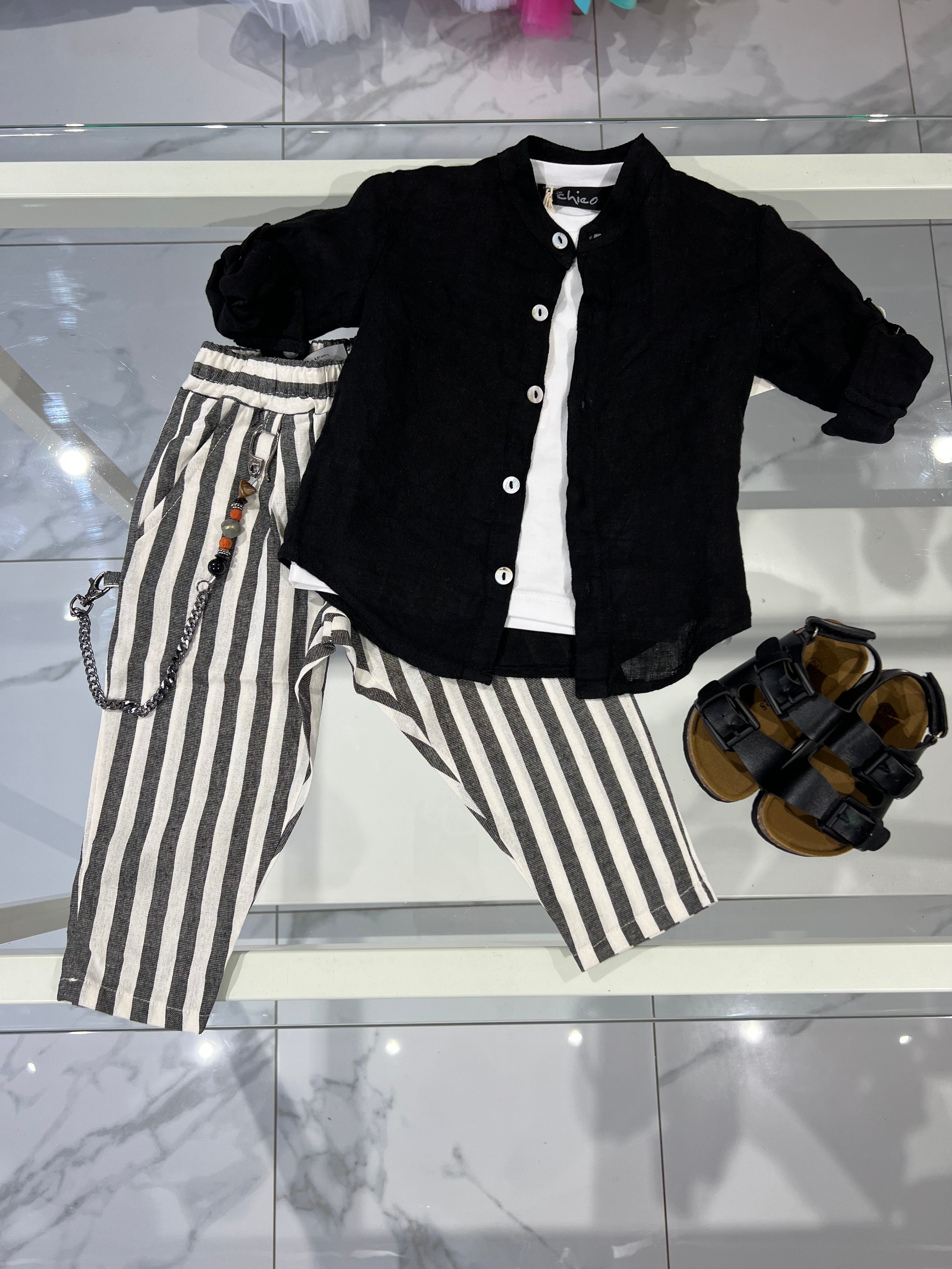 Camicia Lino nera