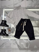 Maglioncino trecce grigio