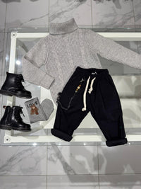 Maglioncino trecce grigio