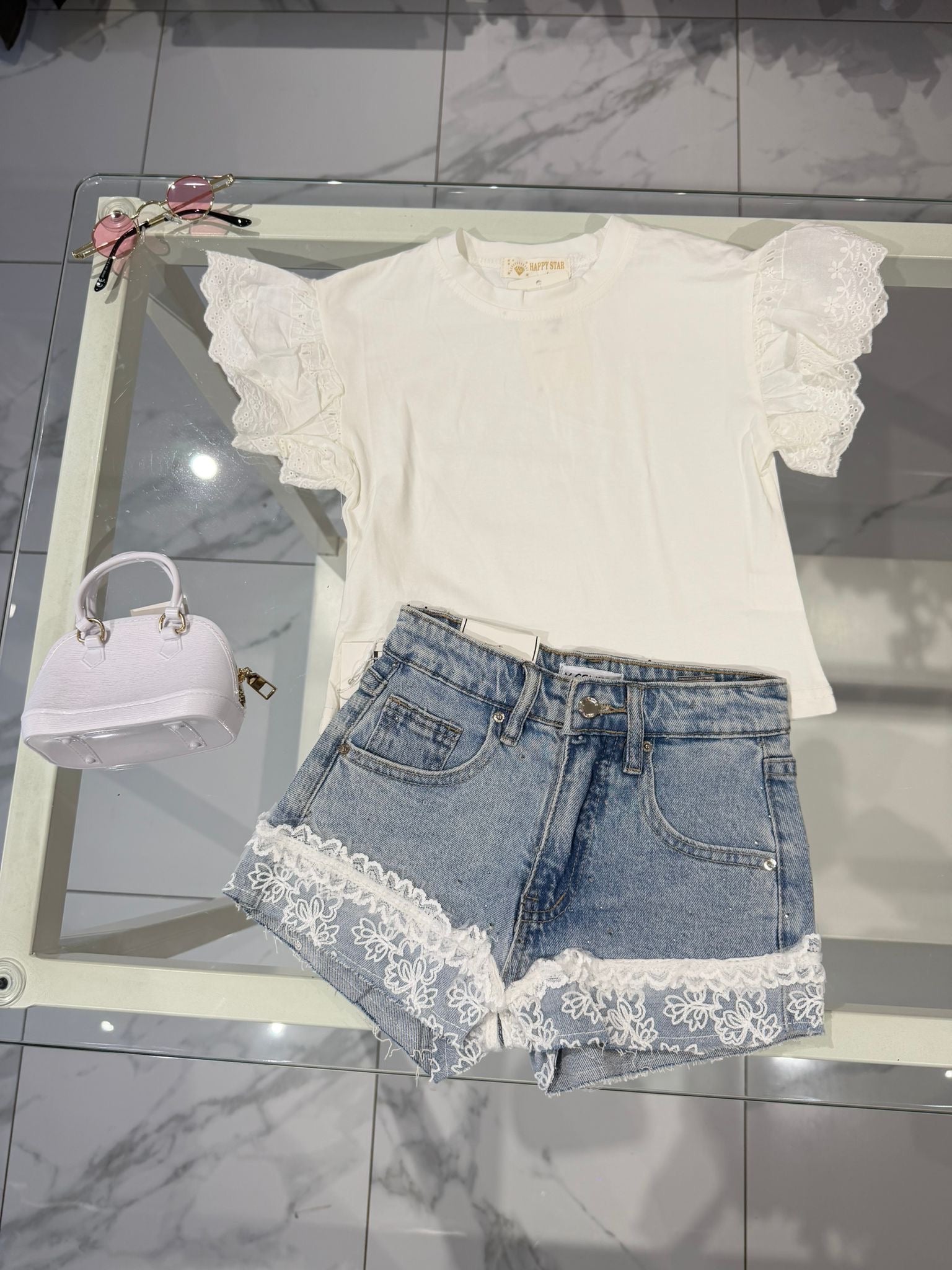 T-shirt white pizzo