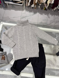 Maglioncino trecce grigio