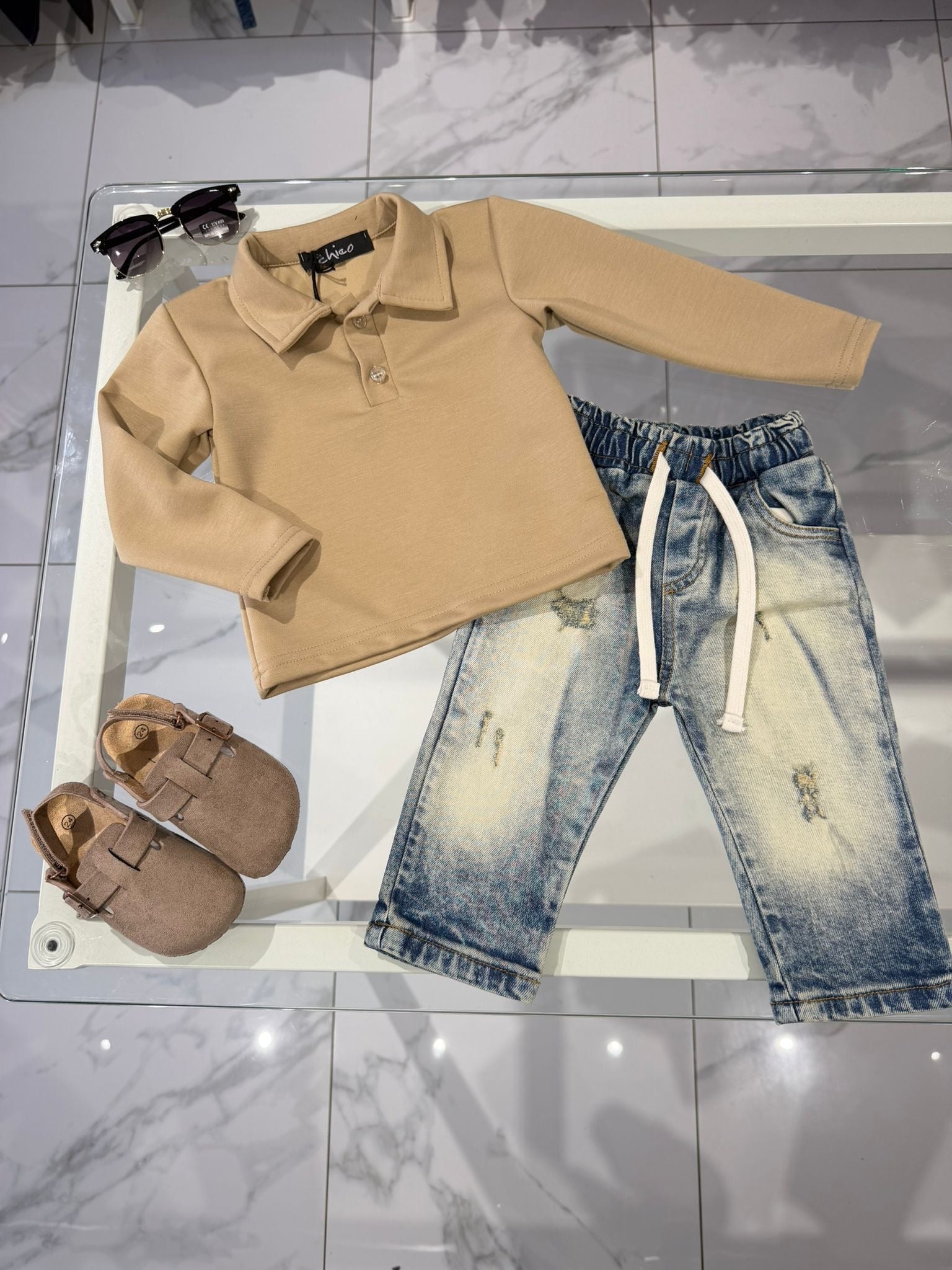Jeans sfumato sabbia