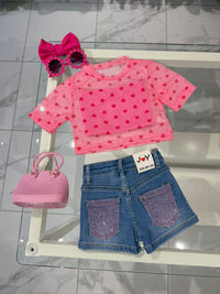 Maglia cuoricini Velar fucsia