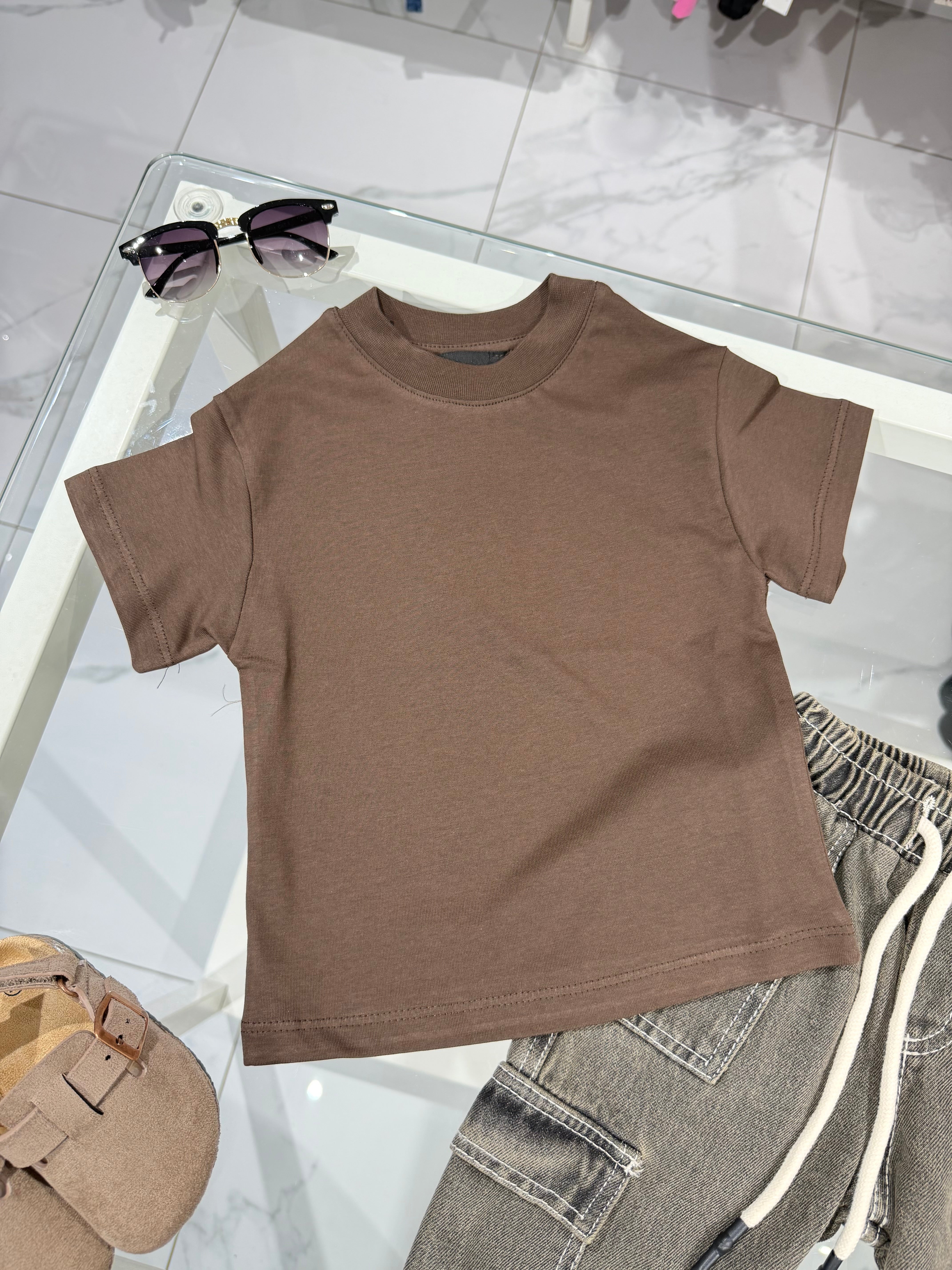 T shirt basic brown premium