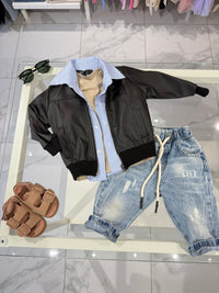 Camicia righe celeste