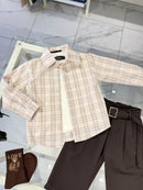 Camicia beje quadri