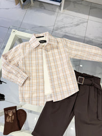 Camicia beje quadri