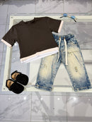 Jeans sfumato sabbia