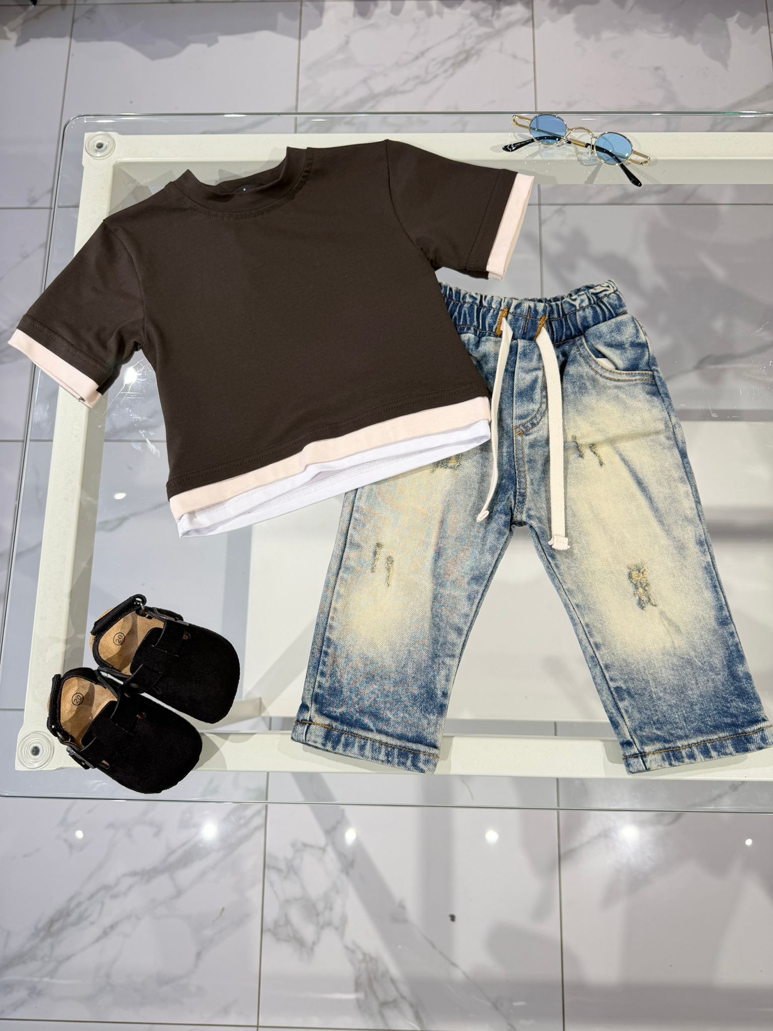 Jeans sfumato sabbia