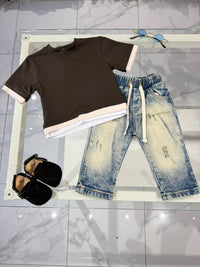 Jeans sfumato sabbia