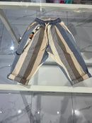 Pantalone righe Lino celeste