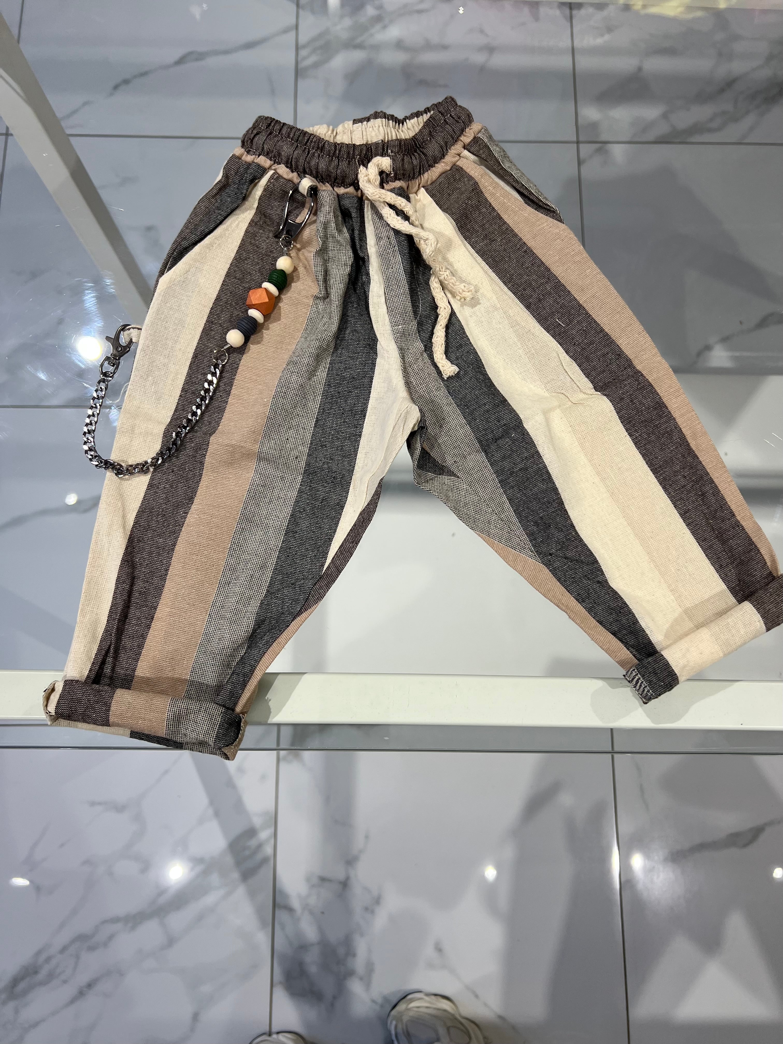 Pantalone righe Lino