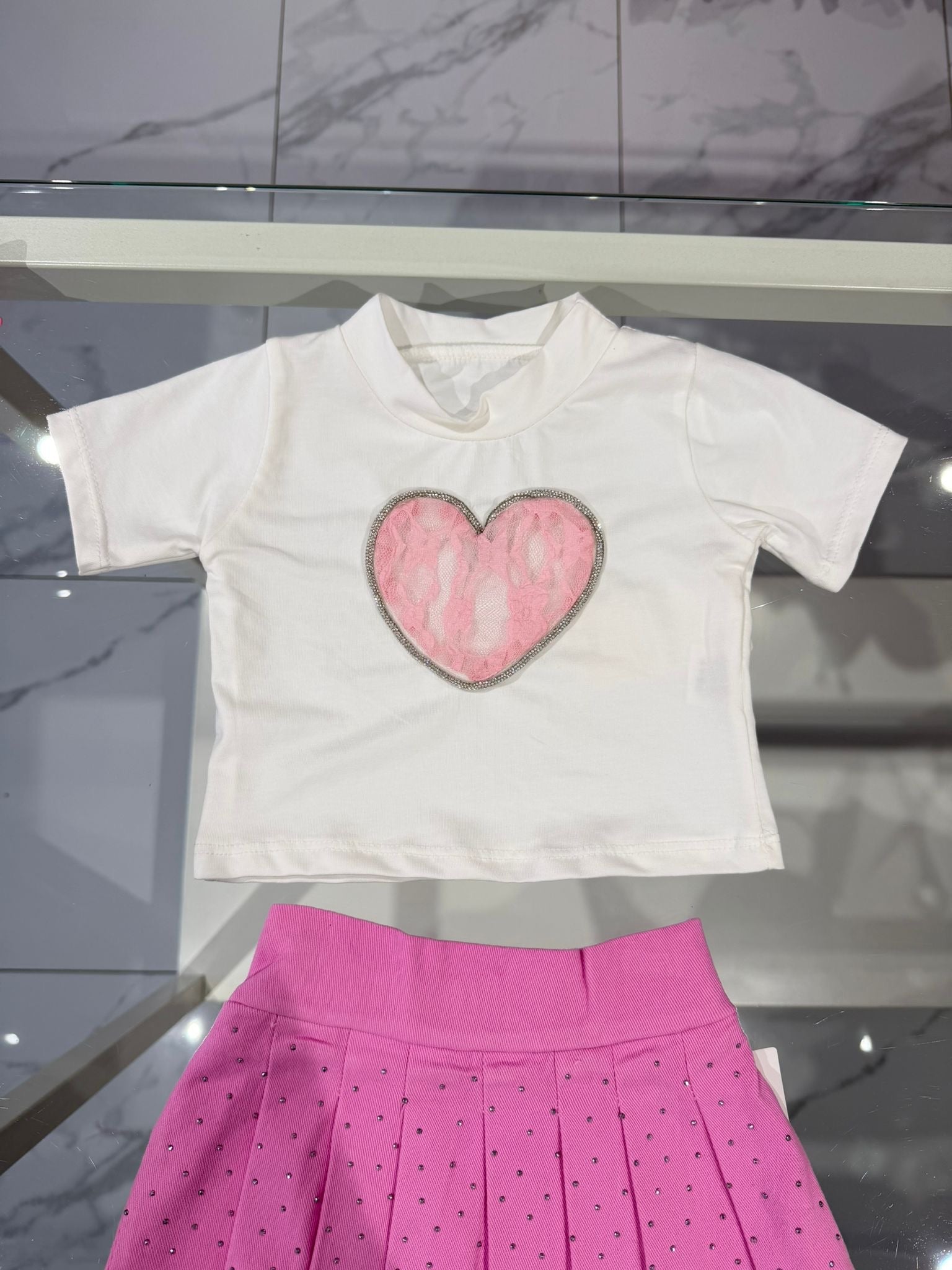 T-shirt white cuore
