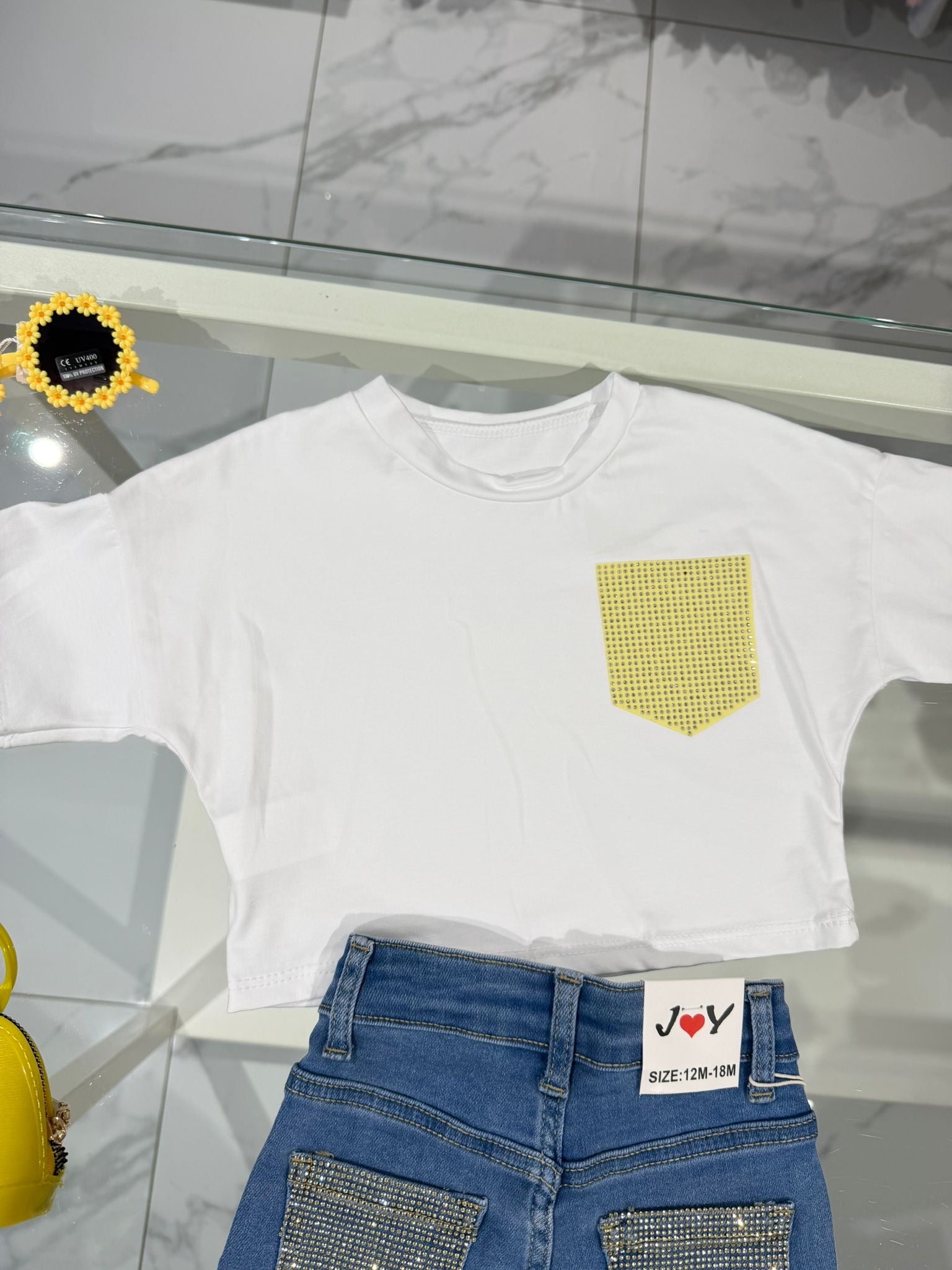 T-shirt white tasca Yellow Diamond