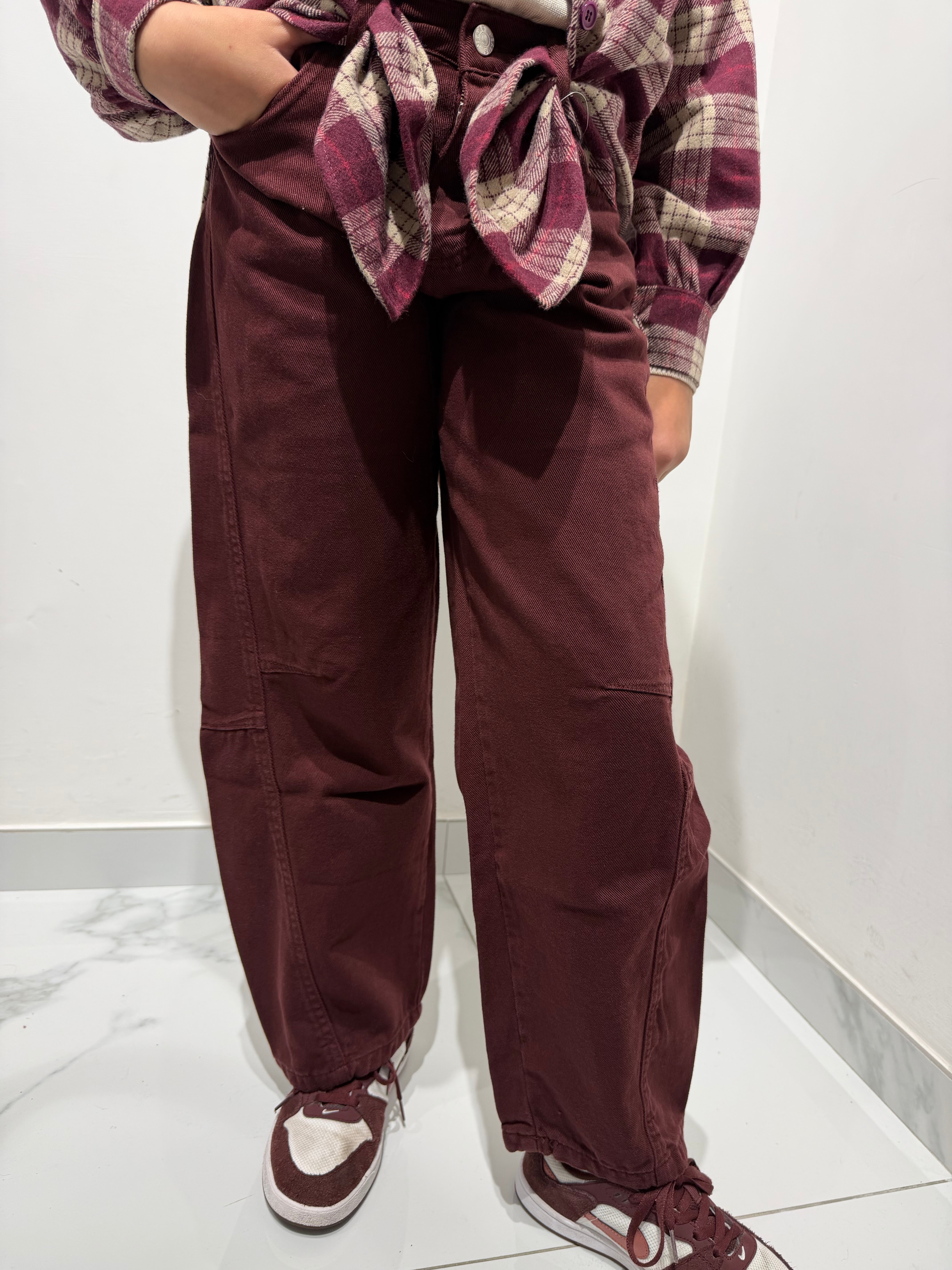 Jeans ballon bordeaux
