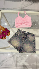 Short animalier fucsia