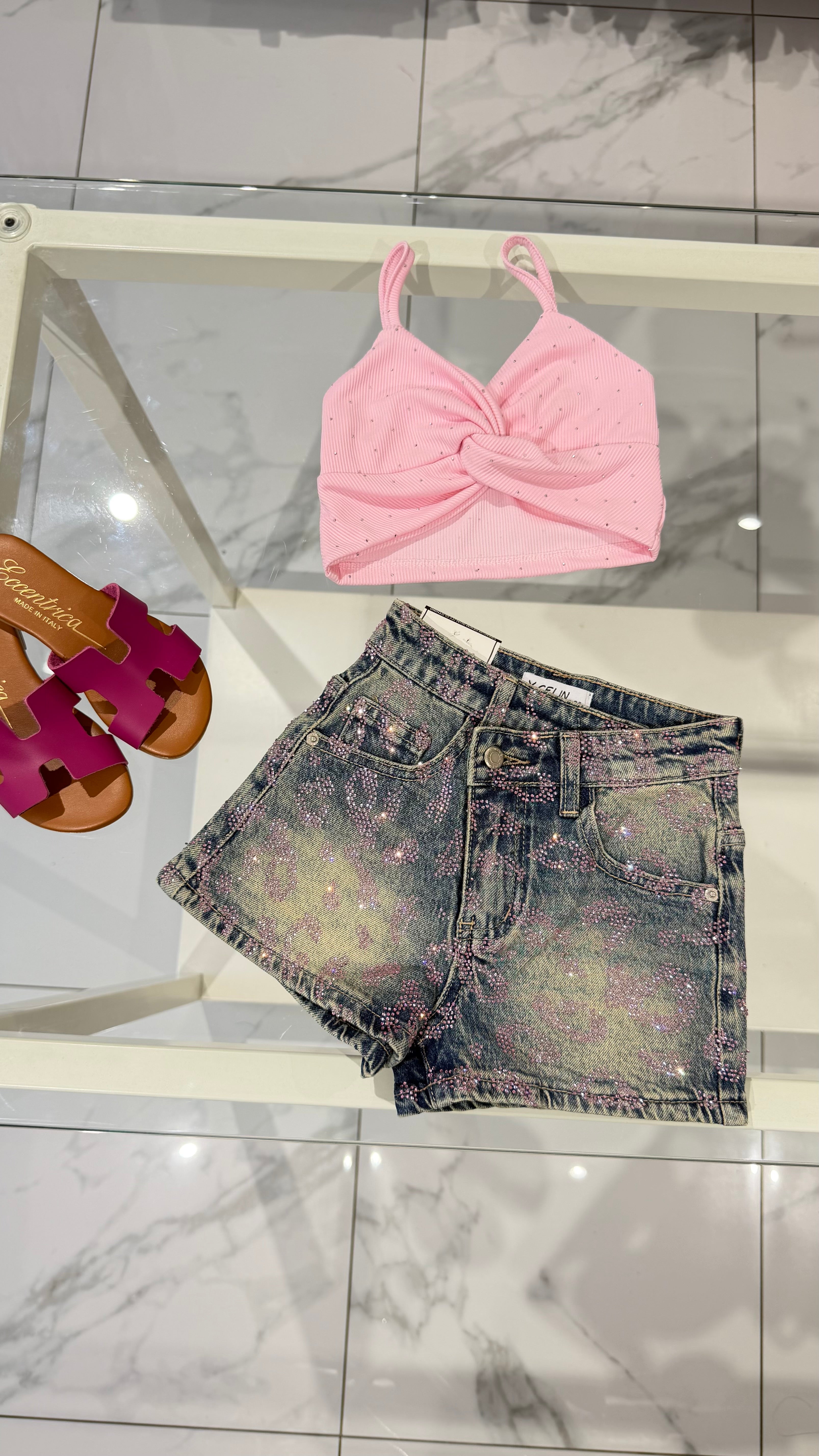 Short animalier fucsia