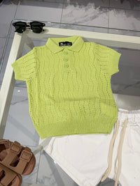 Polo green con bottoni