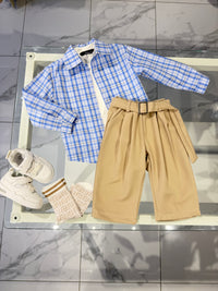 Camicia quadri celeste