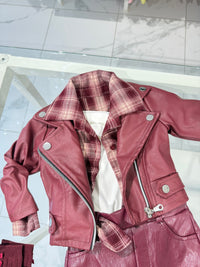 Chiodo ecopelle bordeaux