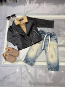 Jeans sfumato sabbia
