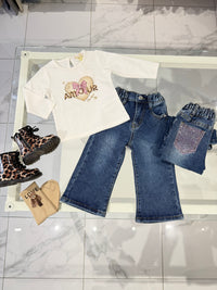 Jeans tasca rosa