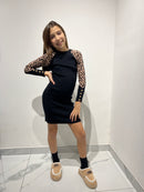 Vestitino nero maniche animalier