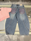 Jeans tasca rosa