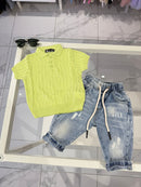 Polo green con bottoni