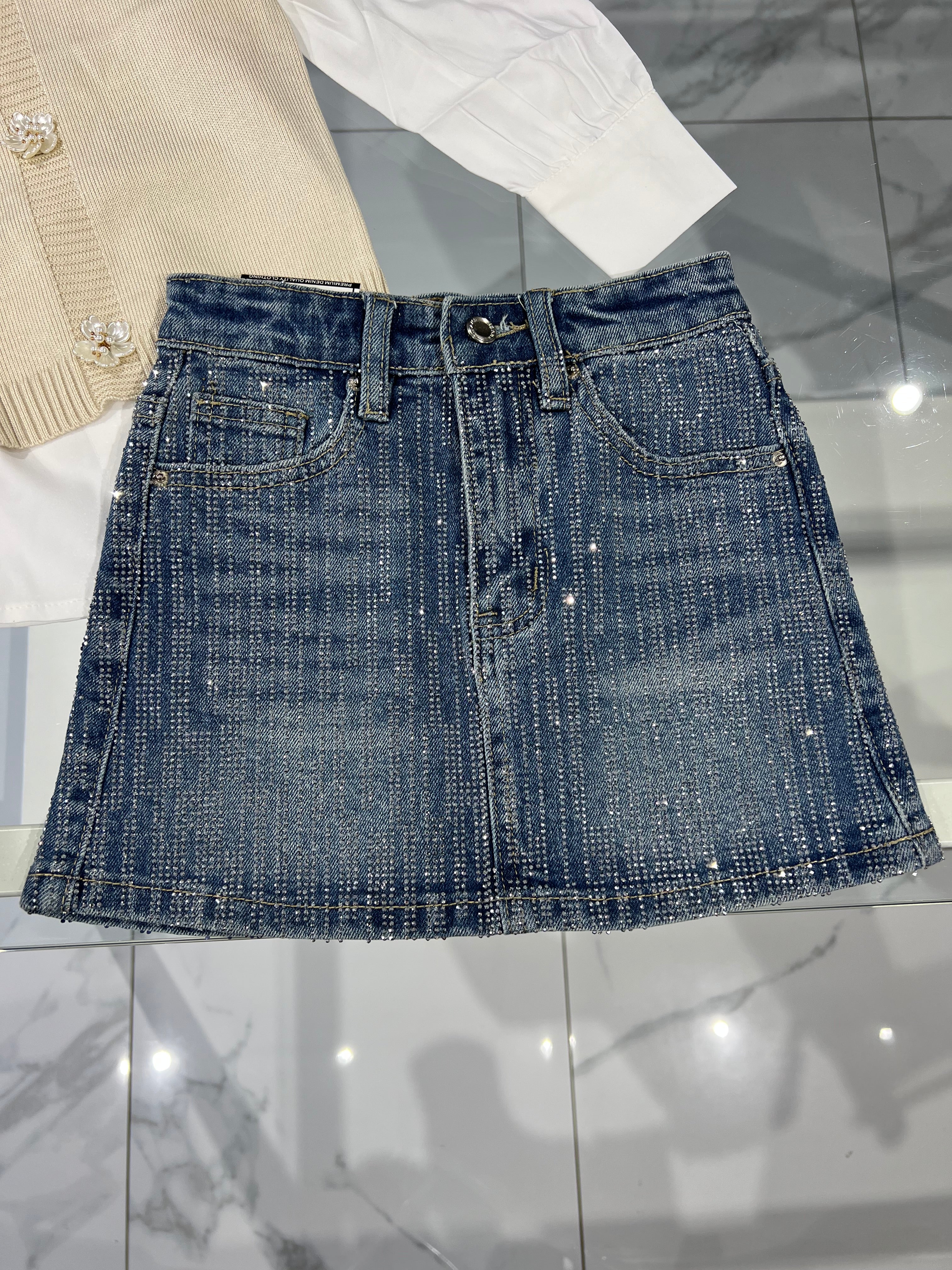 Gonna jeans diamond
