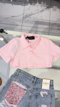 T shirt polo crop