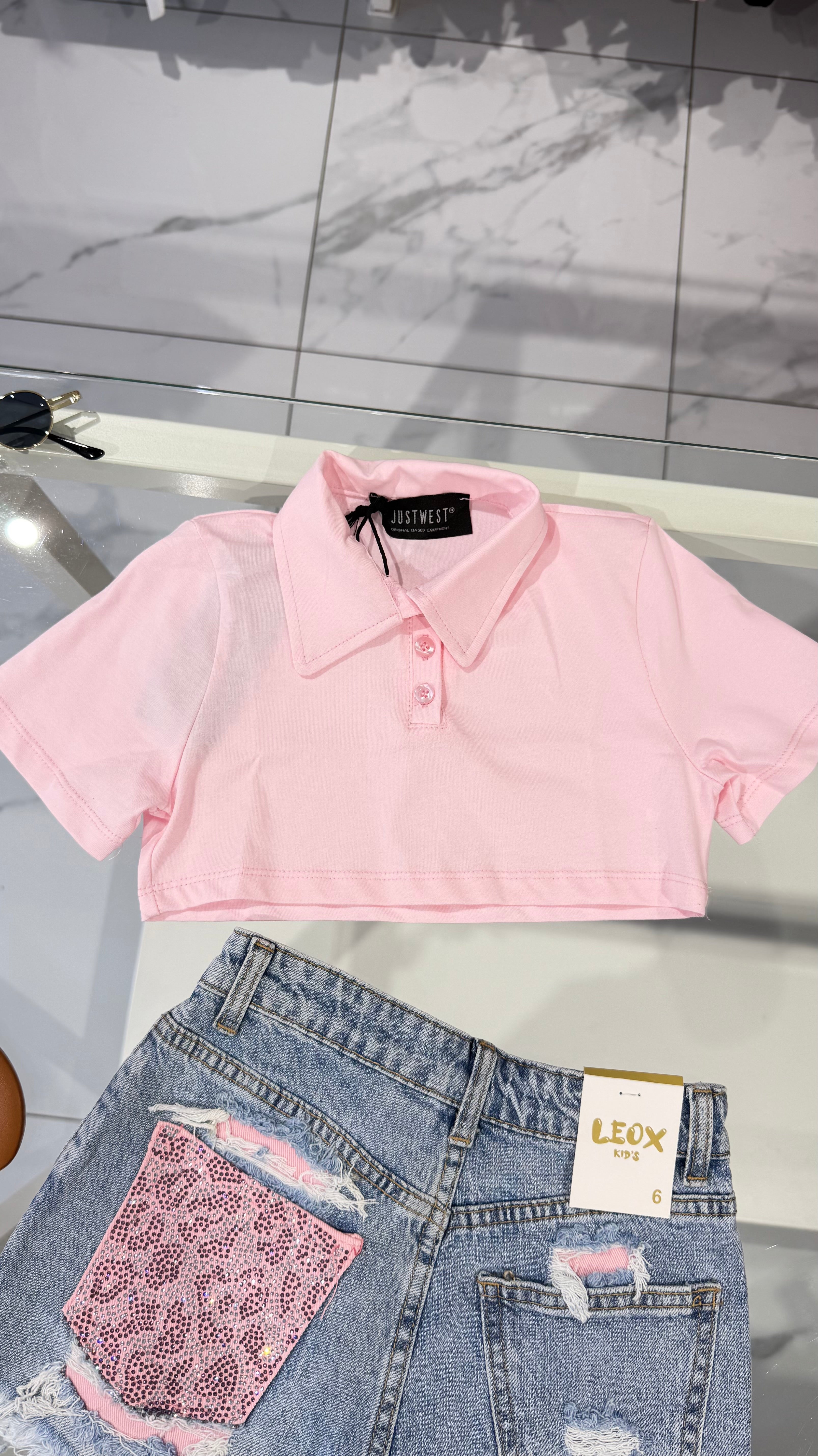 T shirt polo crop