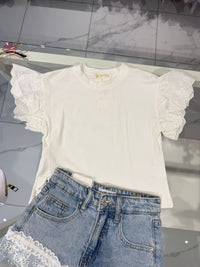 T-shirt white pizzo