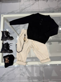 Pantalone costine panna