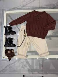 Pantalone costine panna