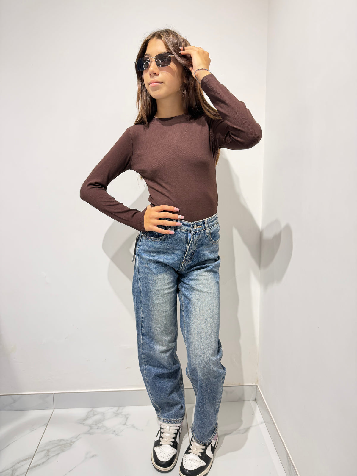 Jeans tasca maculata