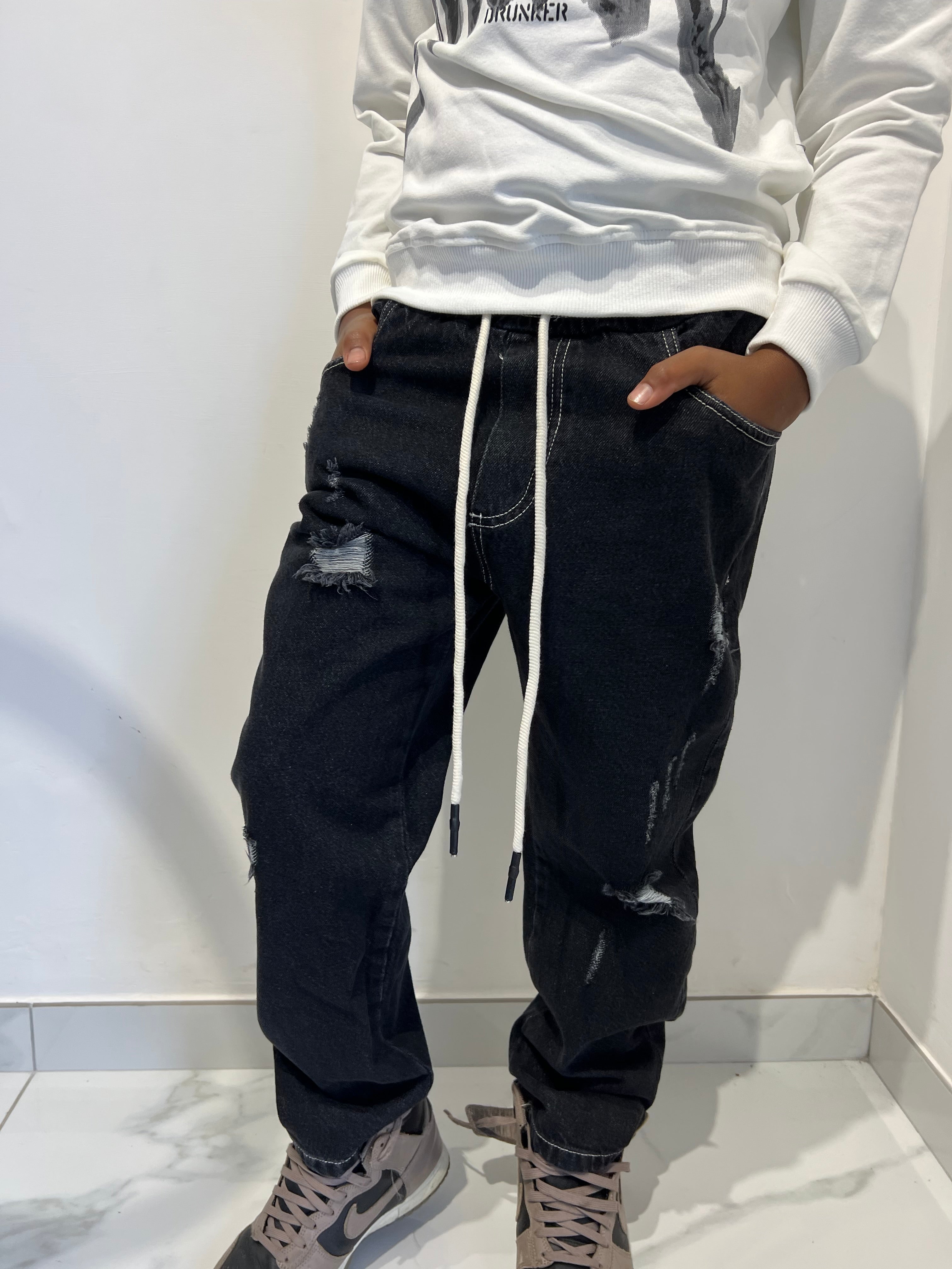 Jeans black elastico in vita