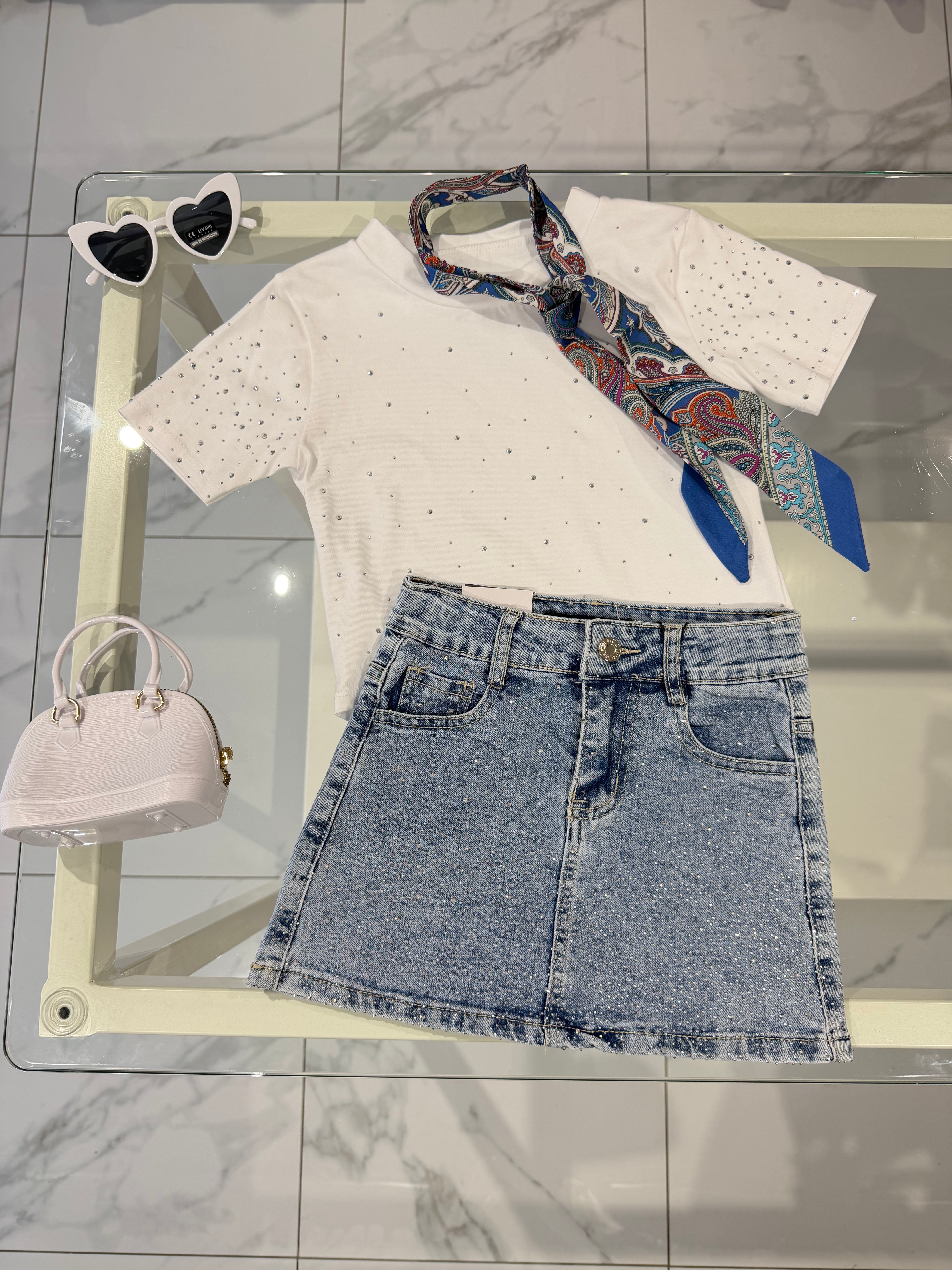 Gonna jeans diamond
