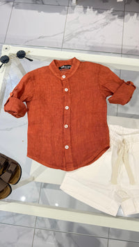 Camicia Lino mattone