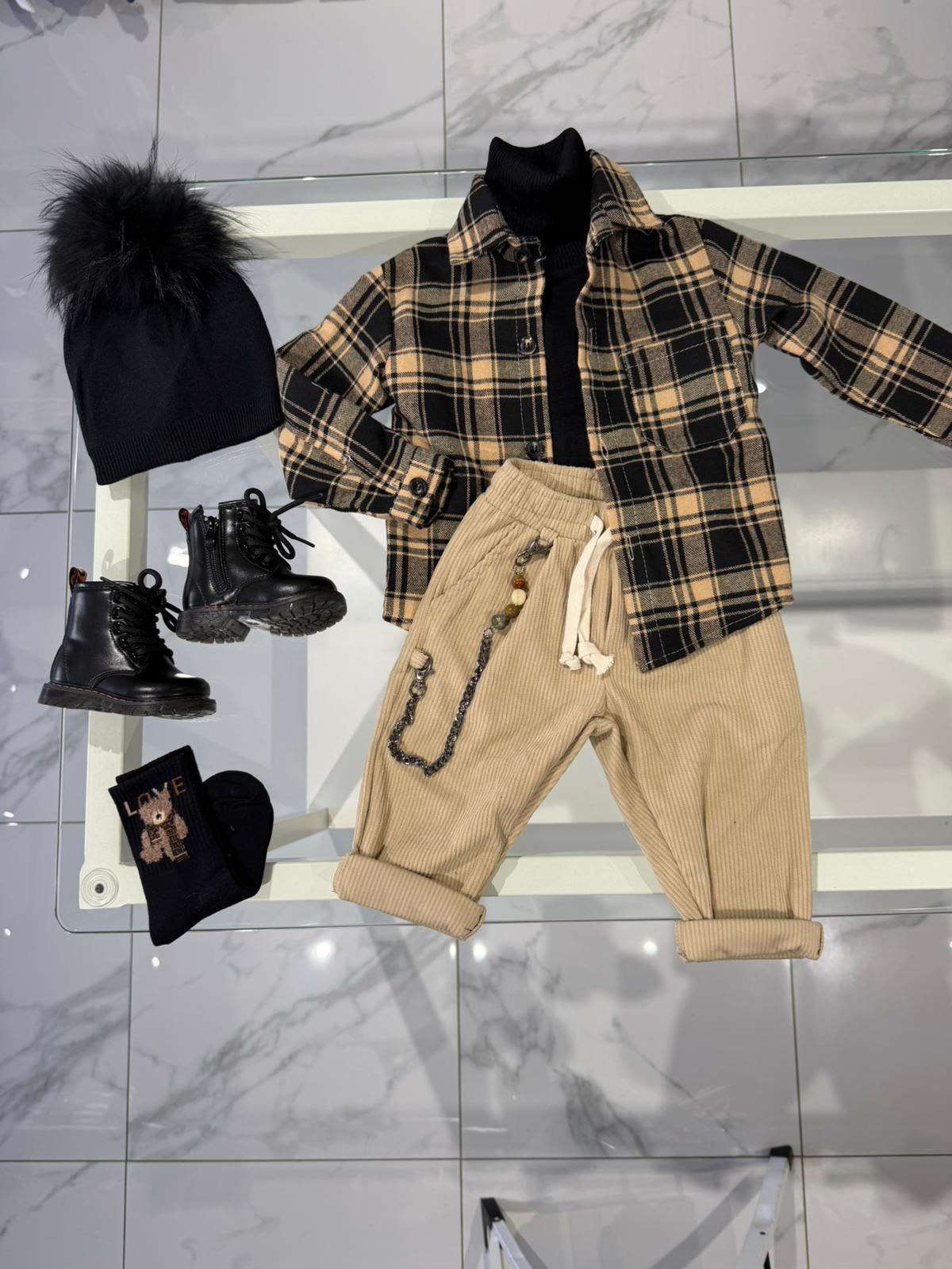 Pantalone costine beje