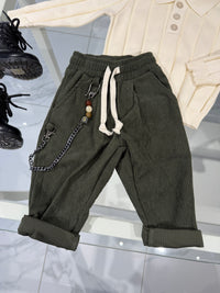 Pantalone costine verdi militare