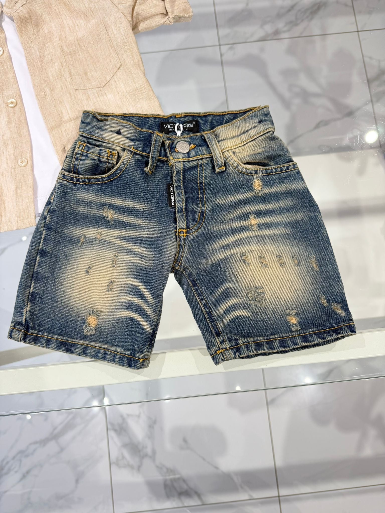Bermuda jeans sfumato sabbia