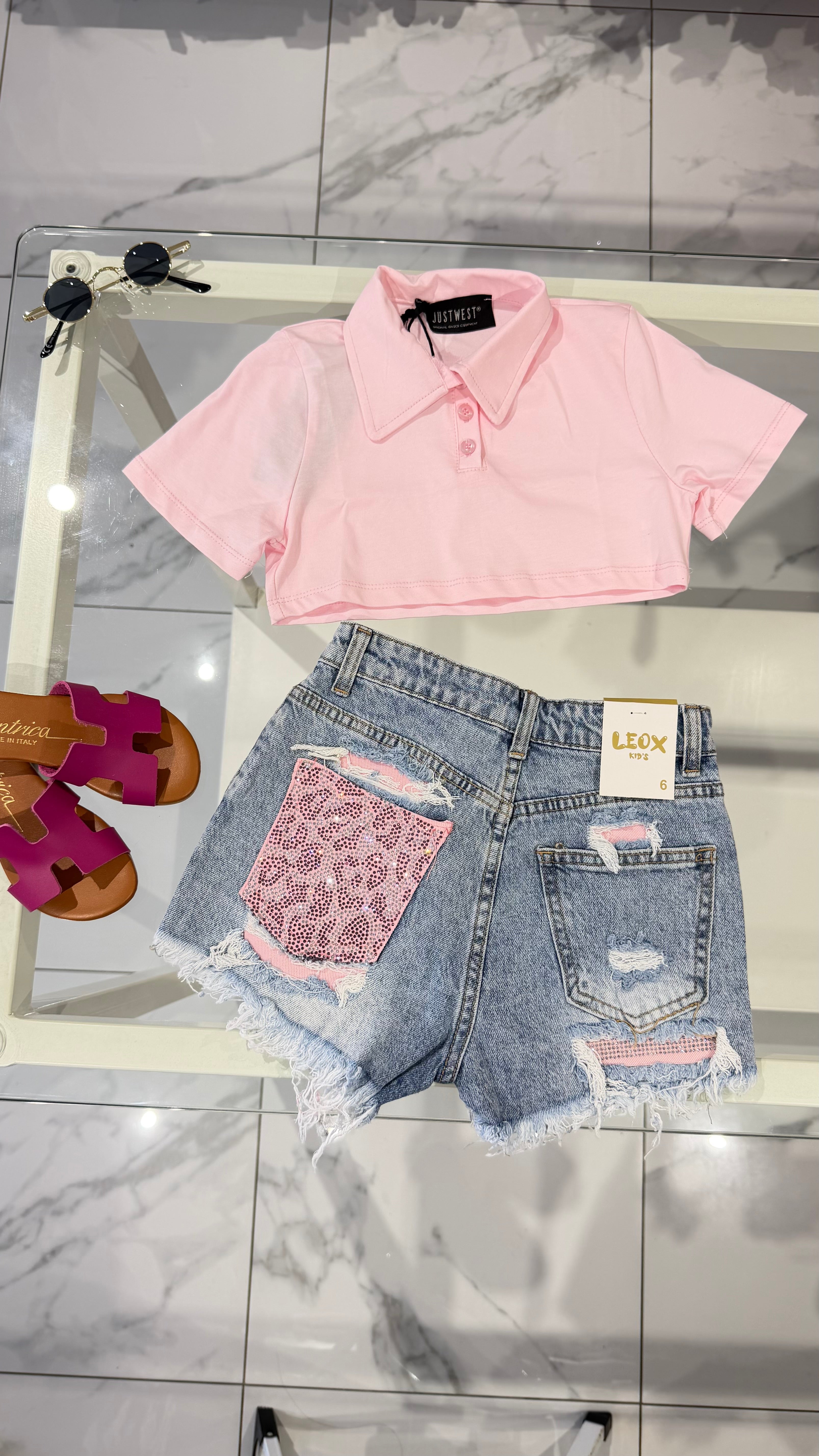 T shirt polo crop