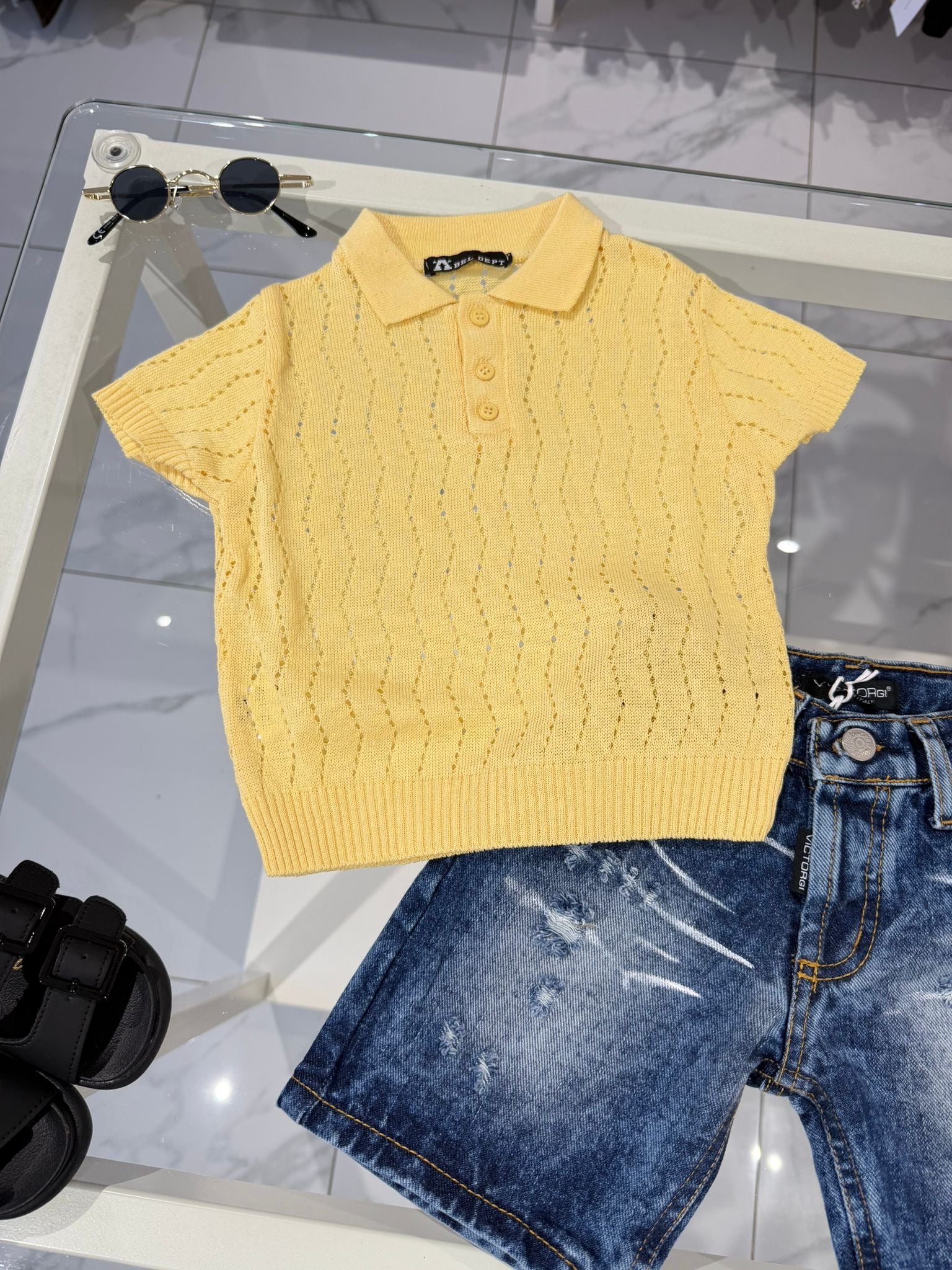 Polo yellow con bottoni