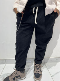 Pantalone nero costine