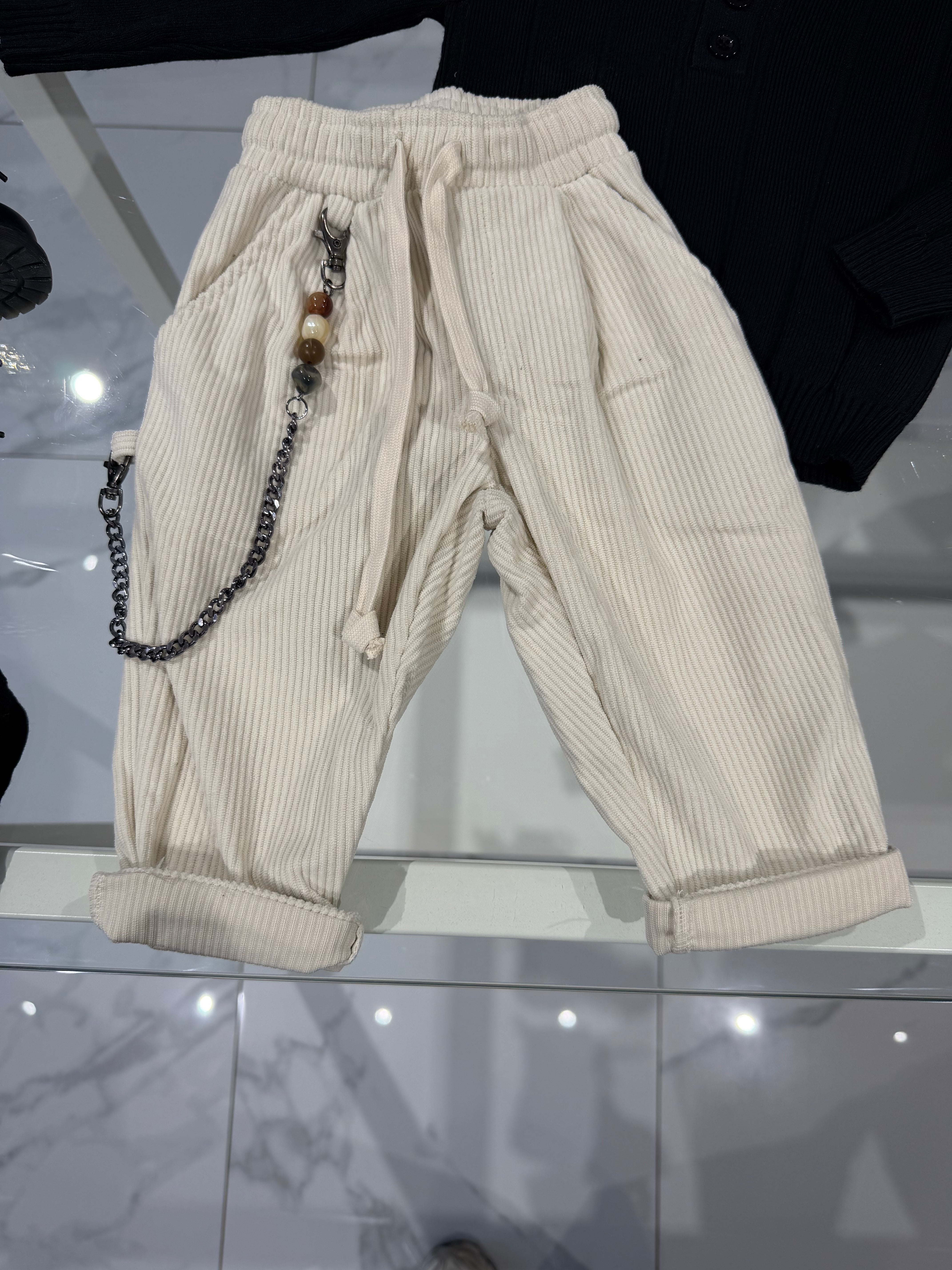 Pantalone costine panna