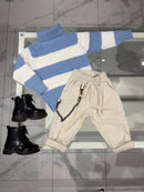 Maglioncino righe celeste e bianco