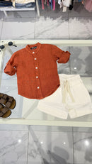 Camicia Lino mattone