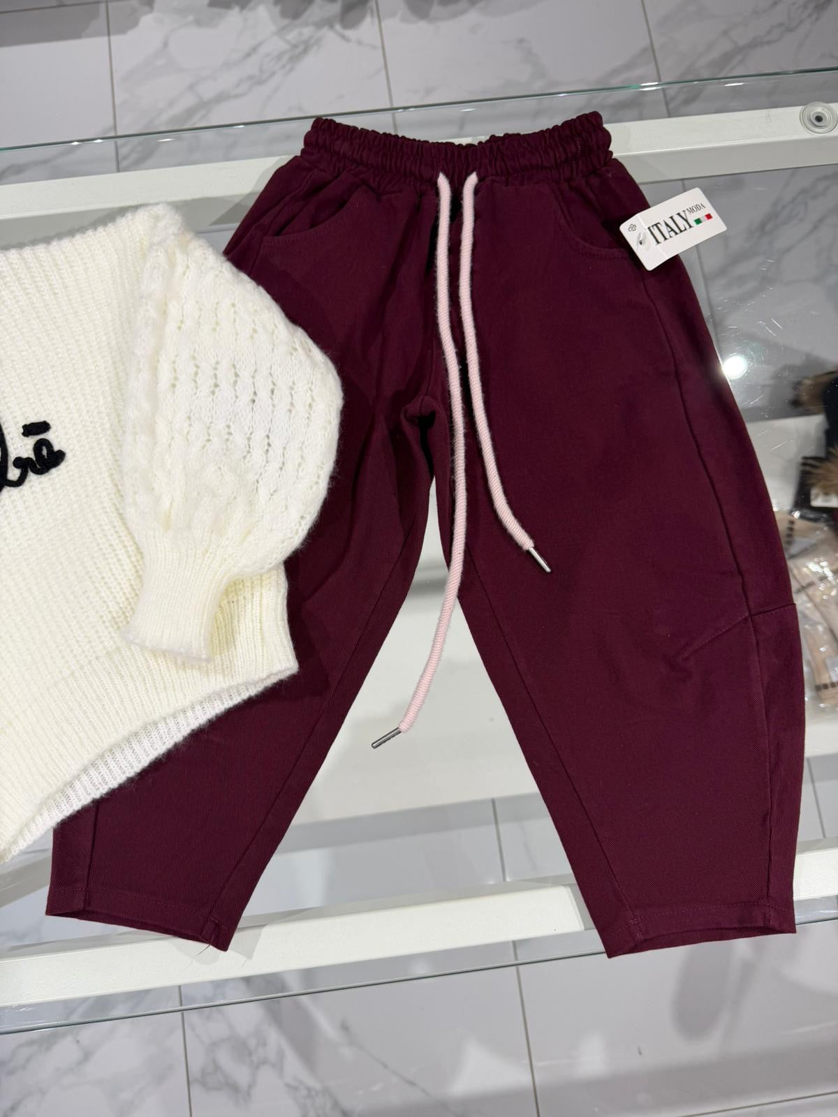 Jeans ballon bordeaux