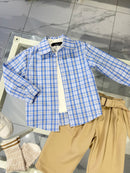 Camicia quadri celeste